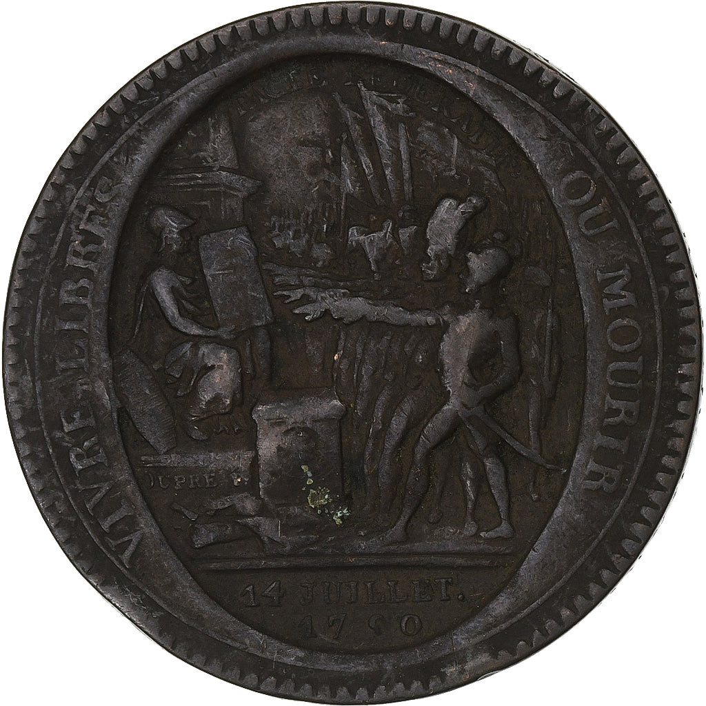 France, 5 Sols, Monneron, 1792, Birmingham, Bronze, VF(20-25), KM:Tn31