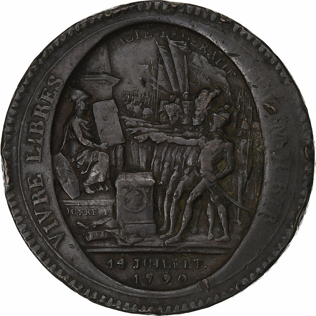 Francia, 5 Sols, Monneron, 1792, Birmingham, Bronzo, MB, KM:Tn31