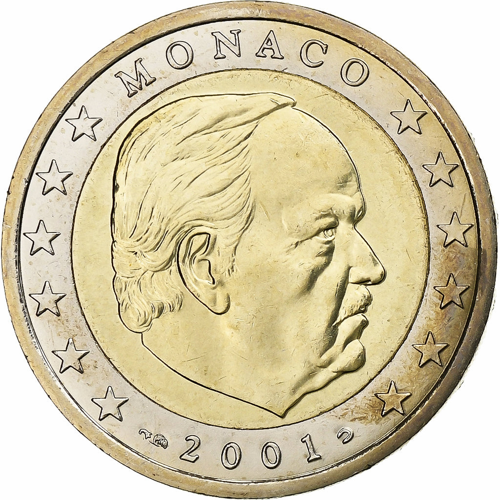 Monaco, Rainier III, 2 Euro, 2001, Paris, Bi-Metallic, UNC-, Gadoury:MC179