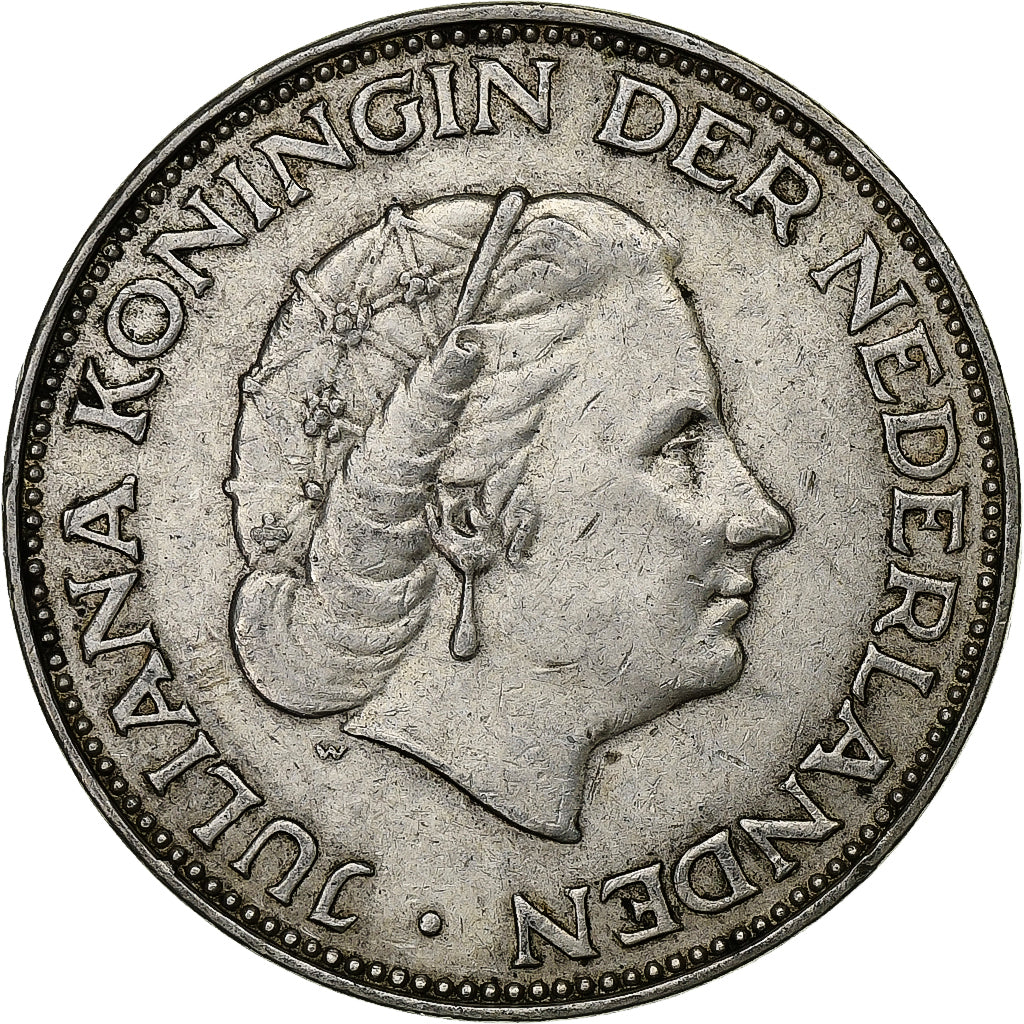 Paesi Bassi, Juliana, 2-1/2 Gulden, 1961, Argento, BB, KM:185
