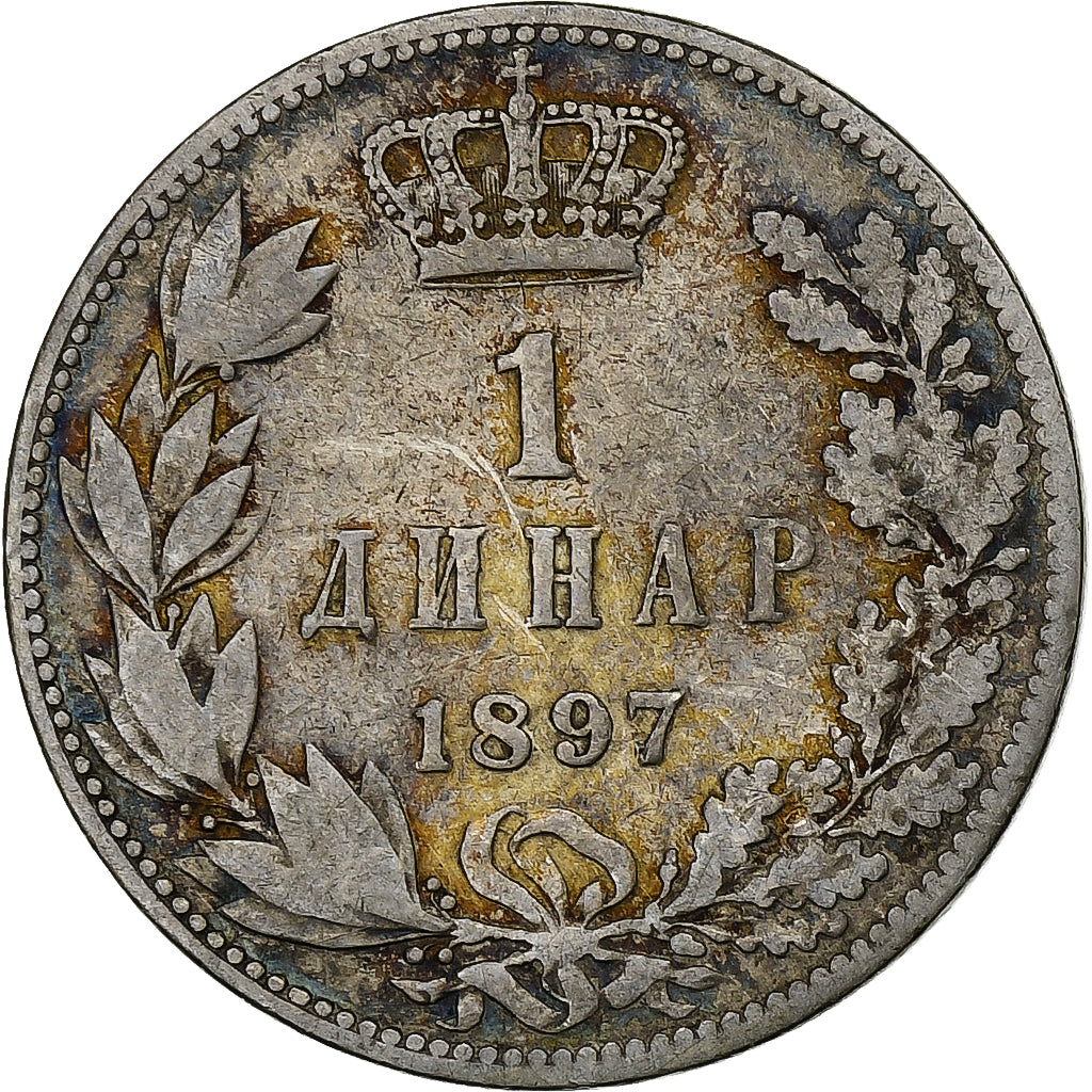 Serbia, Alexander I, Dinar, 1897, Argento, MB, KM:21