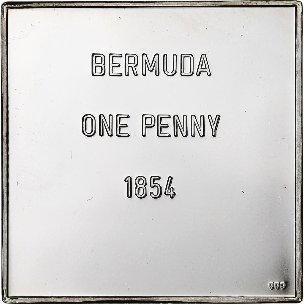 Bermudas, medalla, Timbre - One penny, 1854, Plata, SC