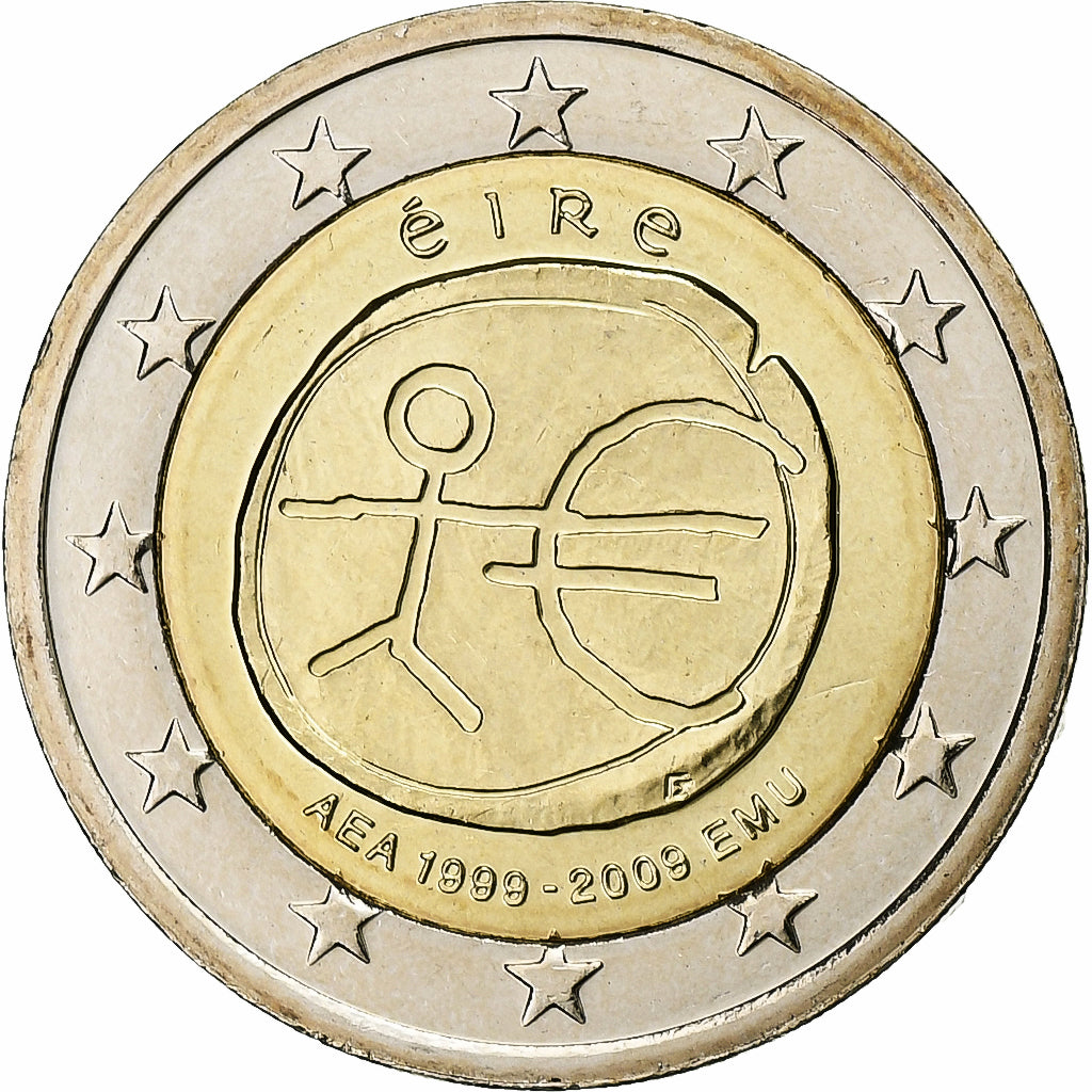Ierland, 2 Euro, Union économique et monétaire, 2009, Pessac, Bi-Metallic, PR