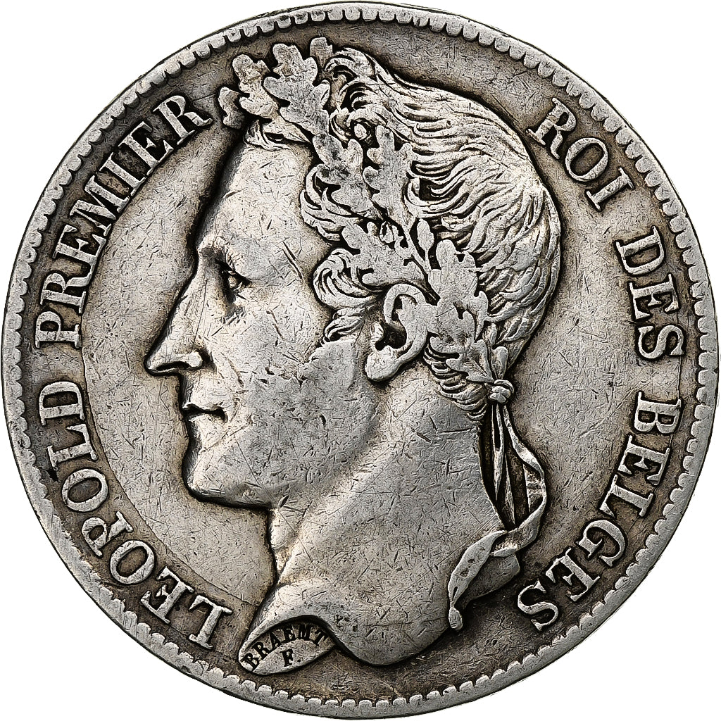 Belgio, Leopold I, 5 Francs, 5 Frank, 1833, Argento, BB, KM:3.1