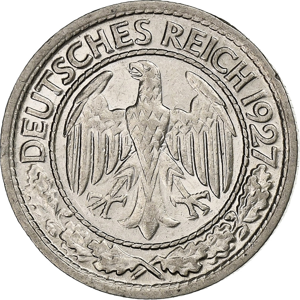 Duitsland, Weimarrepubliek, 50 Reichspfennig, 1927, Stuttgart, Nickel, PR, KM:49