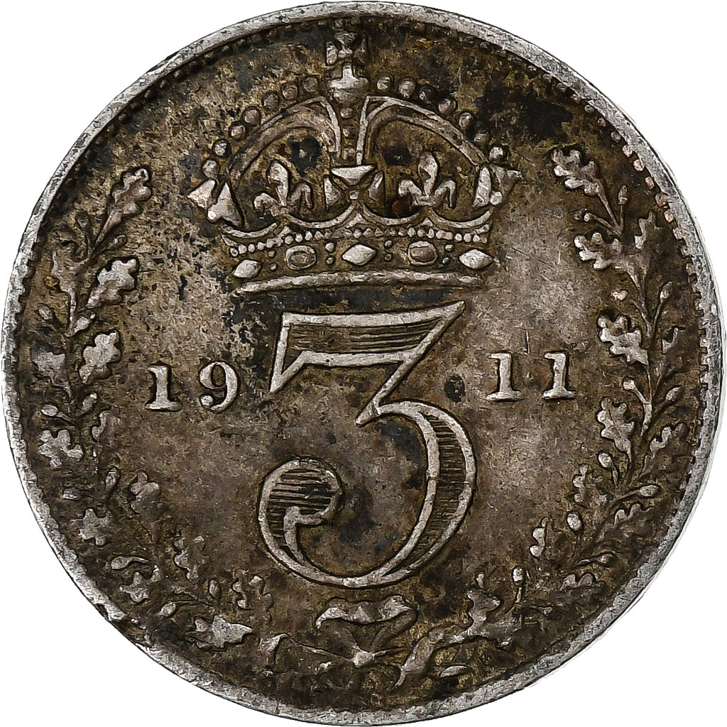 Regno Unito, George V, 3 Pence, 1911, London, Argento, MB+