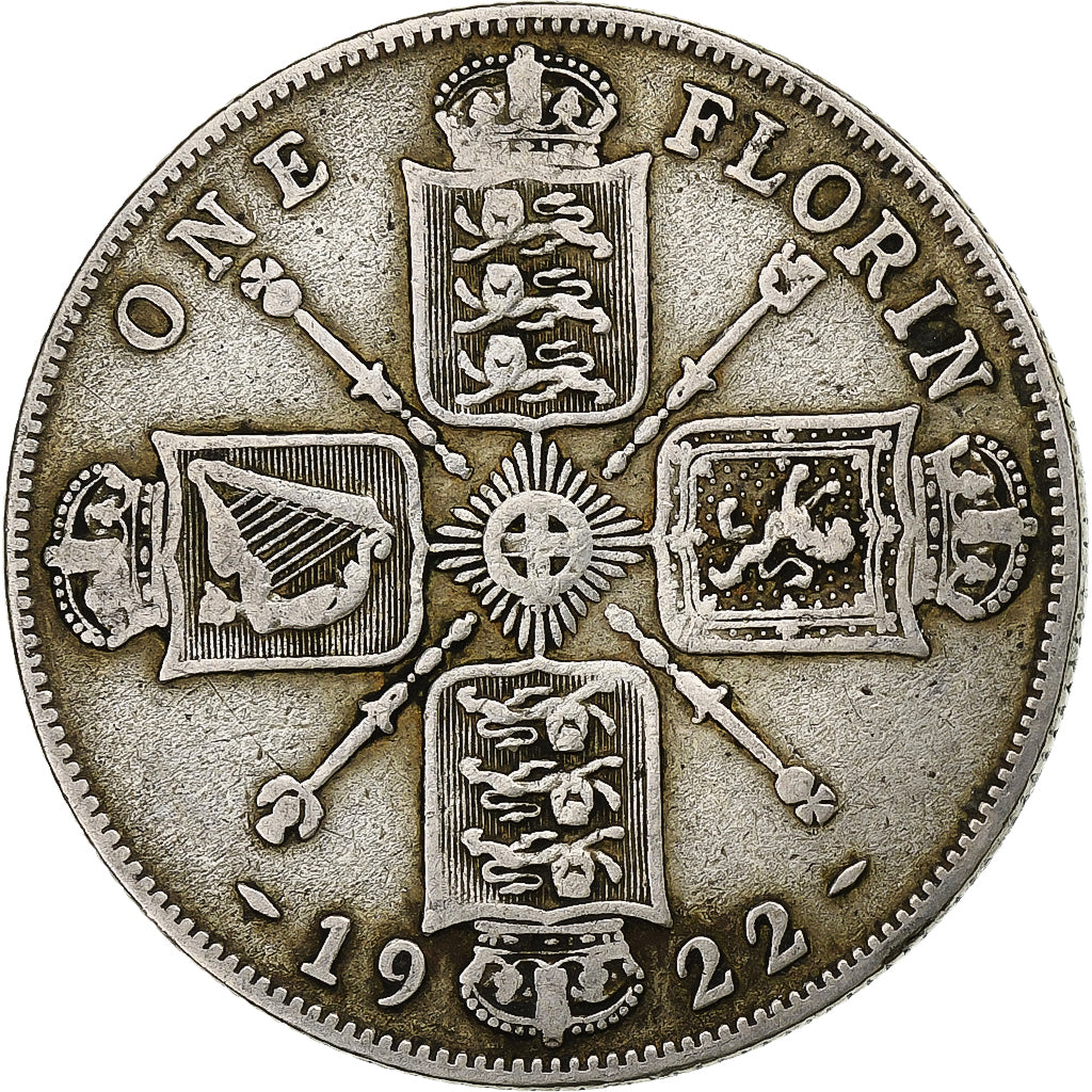 Great Britain, George V, Florin, 1922, Silver, VF(20-25), KM:817a