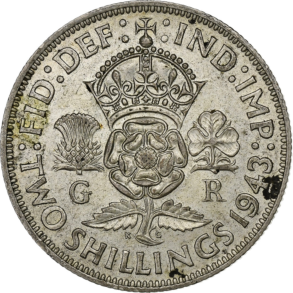 Großbritannien, George VI, Florin, Two Shillings, 1943, Silber, SS, KM:855