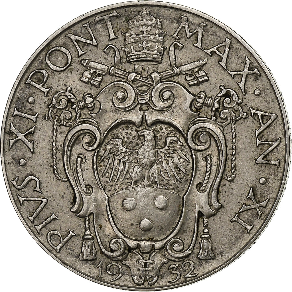 VATICAN CITY, Pius XI, 50 Centesimi, 1932, Rome, Nickel, AU(50-53), KM:4