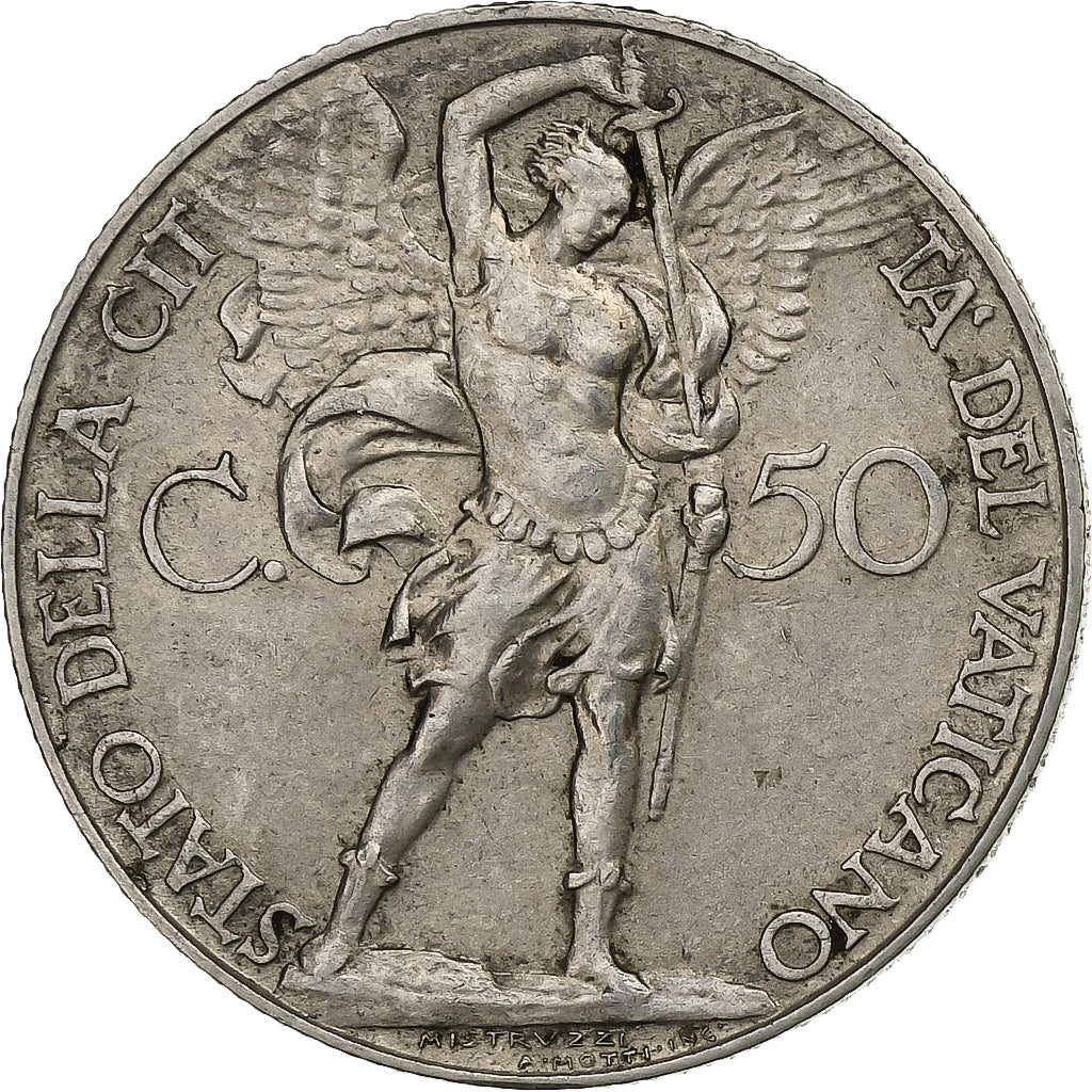 VATICAN CITY, Pius XI, 50 Centesimi, 1932, Rome, Nickel, AU(50-53), KM:4
