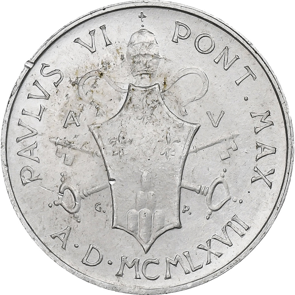 CIDADE DO VATICANO, Paul VI, Lira, 1967, Alumínio, AU(50-53), KM:92