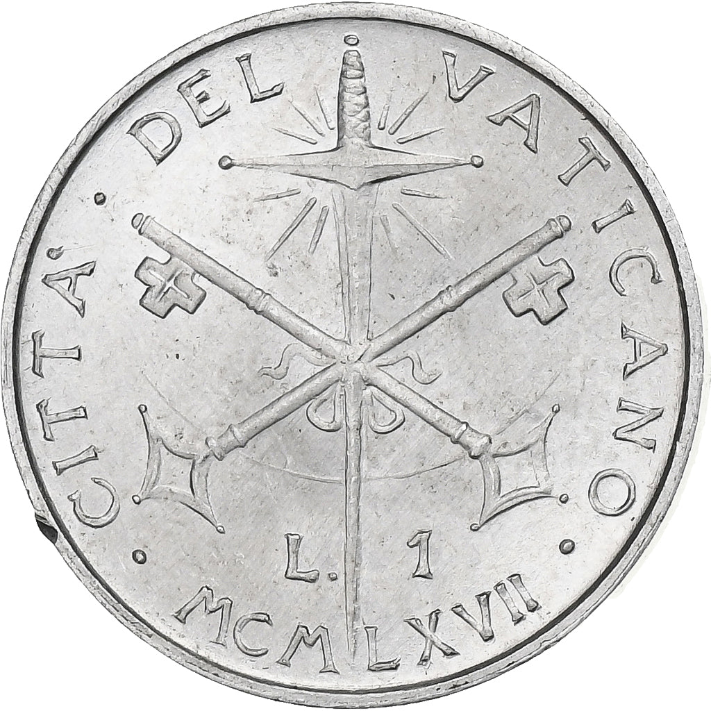 CIDADE DO VATICANO, Paul VI, Lira, 1967, Alumínio, AU(50-53), KM:92