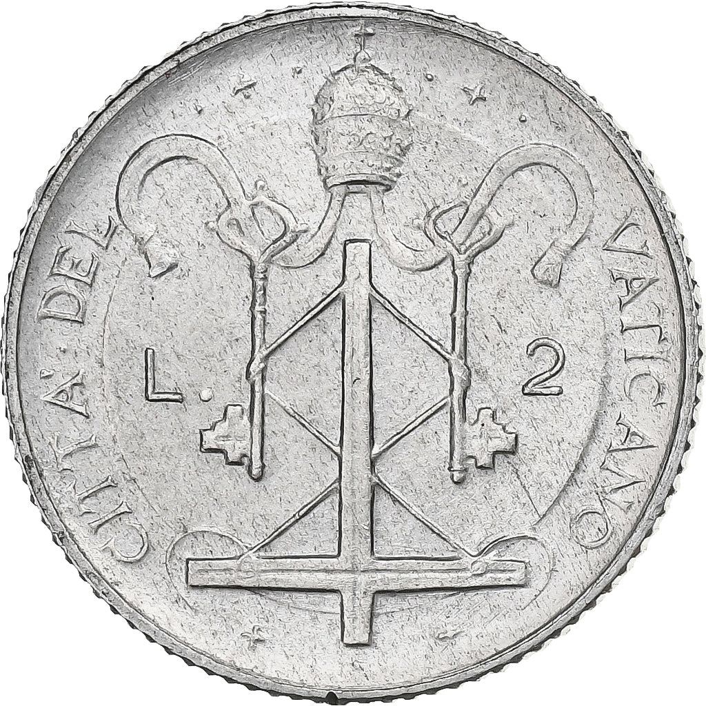 CIDADE DO VATICANO, Paul VI, 2 Lire, 1967, Rome, Alumínio, MS(60-62), KM:93