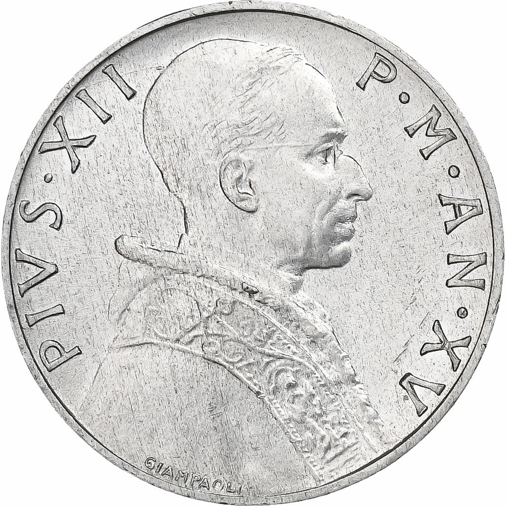 CIDADE DO VATICANO, Pius XII, 5 Lire, 1953, Rome, Alumínio, MS(63), KM:51.1