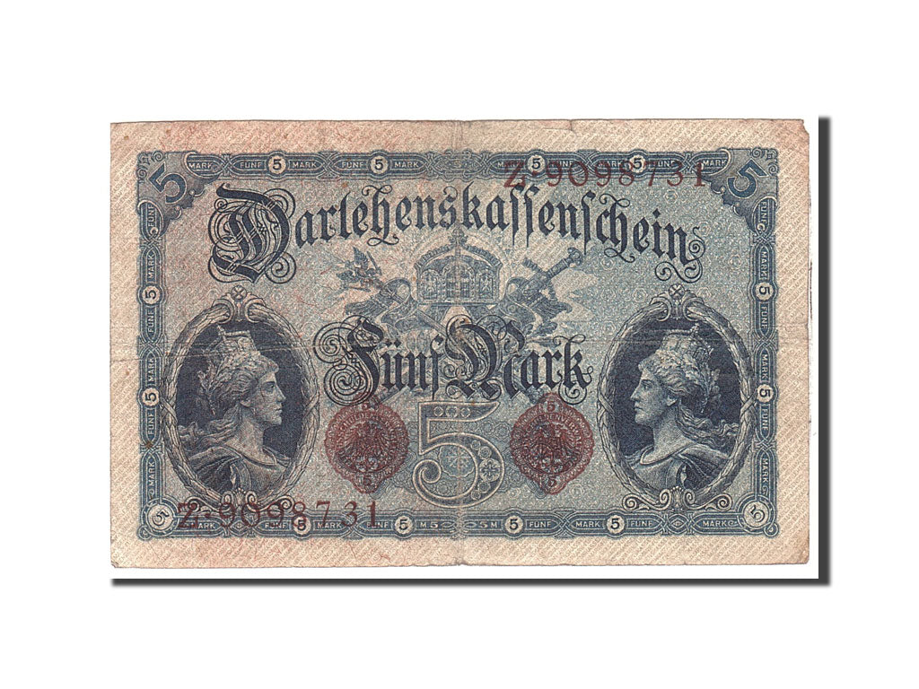Banknote, Germany, 5 Mark, 1914, 1914-08-05, KM:47b, VF(20-25)