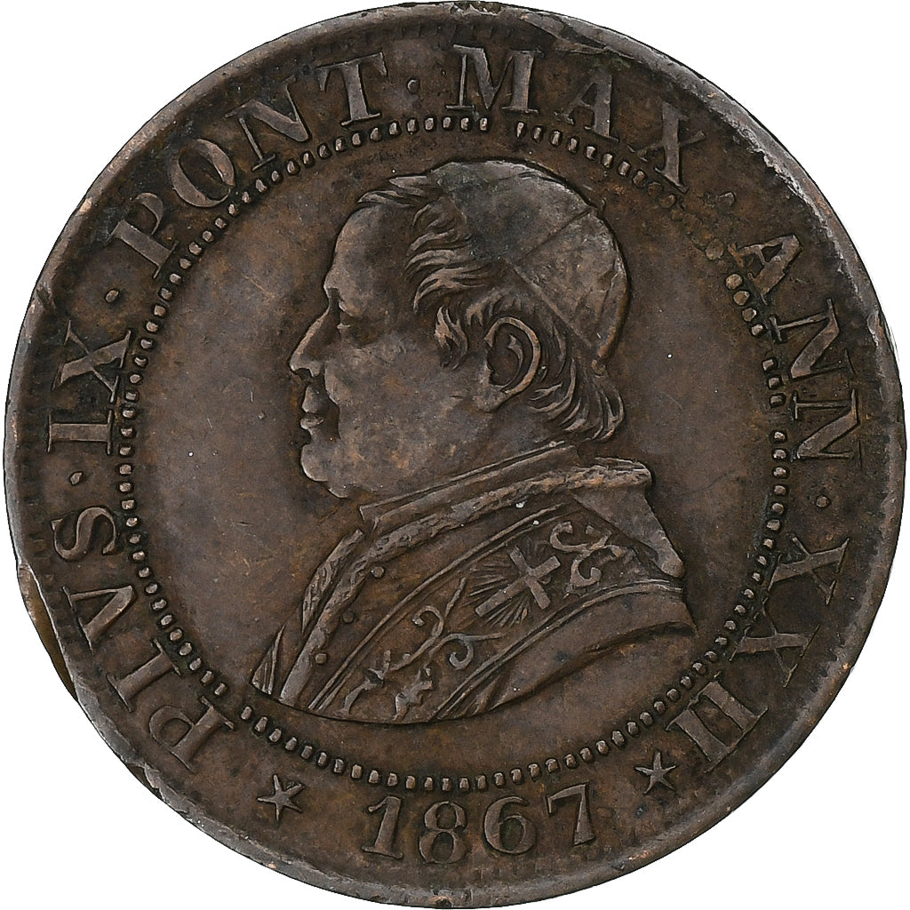 ITALIAN STATES, PAPAL STATES, Pius IX, 1/2 Soldo, 2-1/2 Centesimi, 1867, Rome