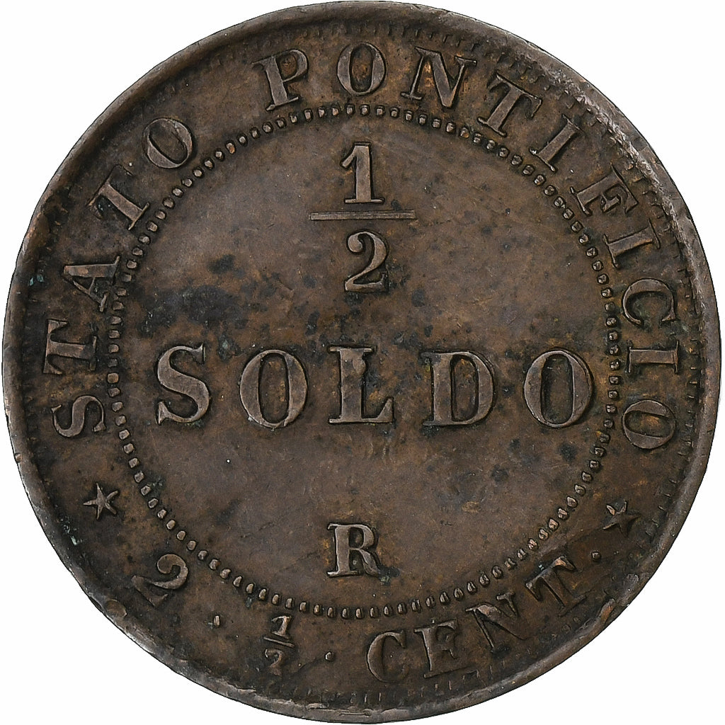 ITALIAN STATES, PAPAL STATES, Pius IX, 1/2 Soldo, 2-1/2 Centesimi, 1867, Rome