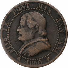 ITALIAN STATES, PAPAL STATES, Pius IX, Soldo, 5 Centesimi, 1866, Rome, Copper