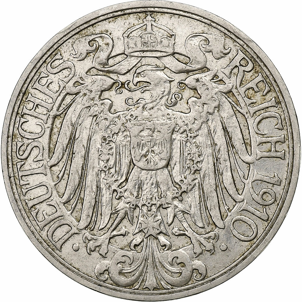 GERMANY - EMPIRE, Wilhelm II, 25 Pfennig, 1910, Berlin, Nickel, AU(50-53), KM:18