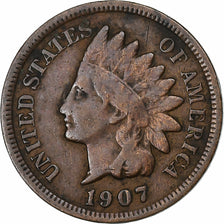 United States, Cent, Indian Head Cent, 1907, U.S. Mint, Bronze, VF(30-35)