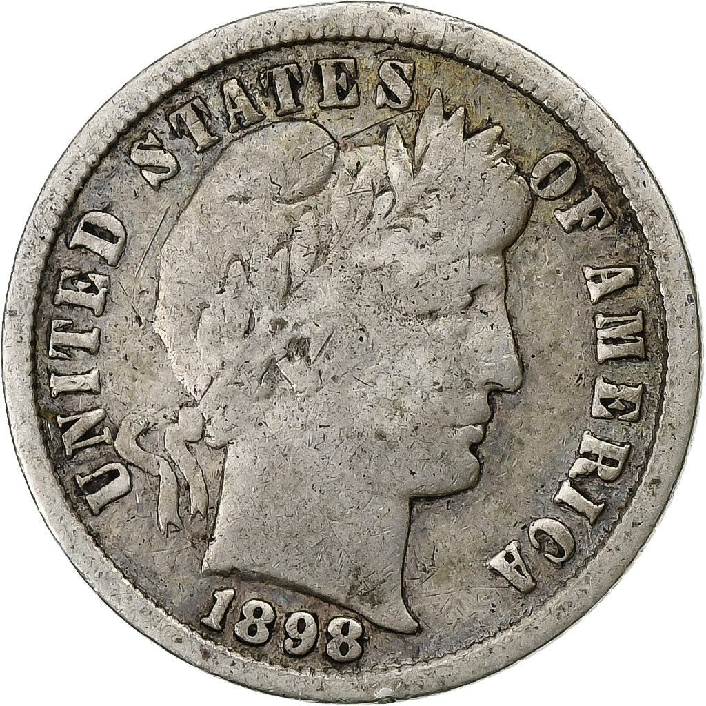 Estados Unidos da América, Dime, Barber Dime, 1898, U.S. Mint, Prata