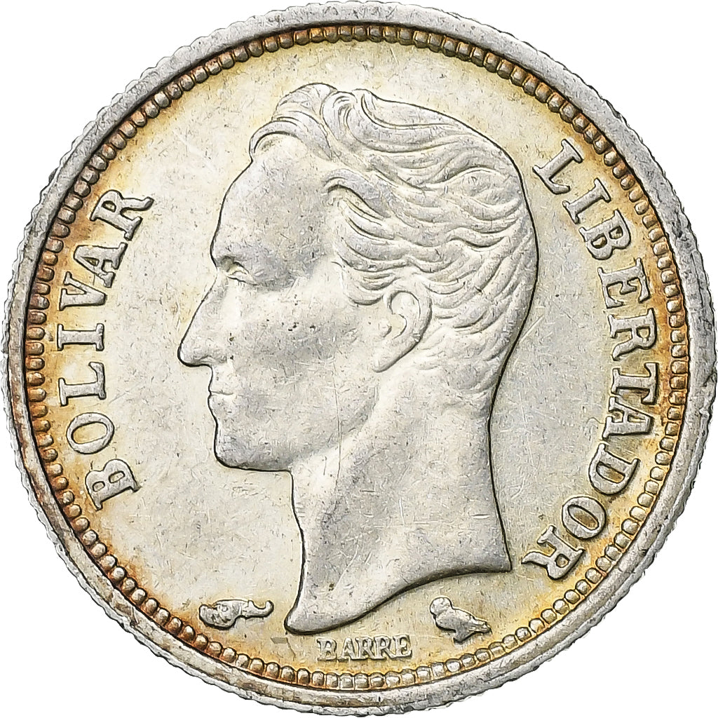Coin, Venezuela, 25 Centimos, 1960, AU(50-53), Silver, KM:35a