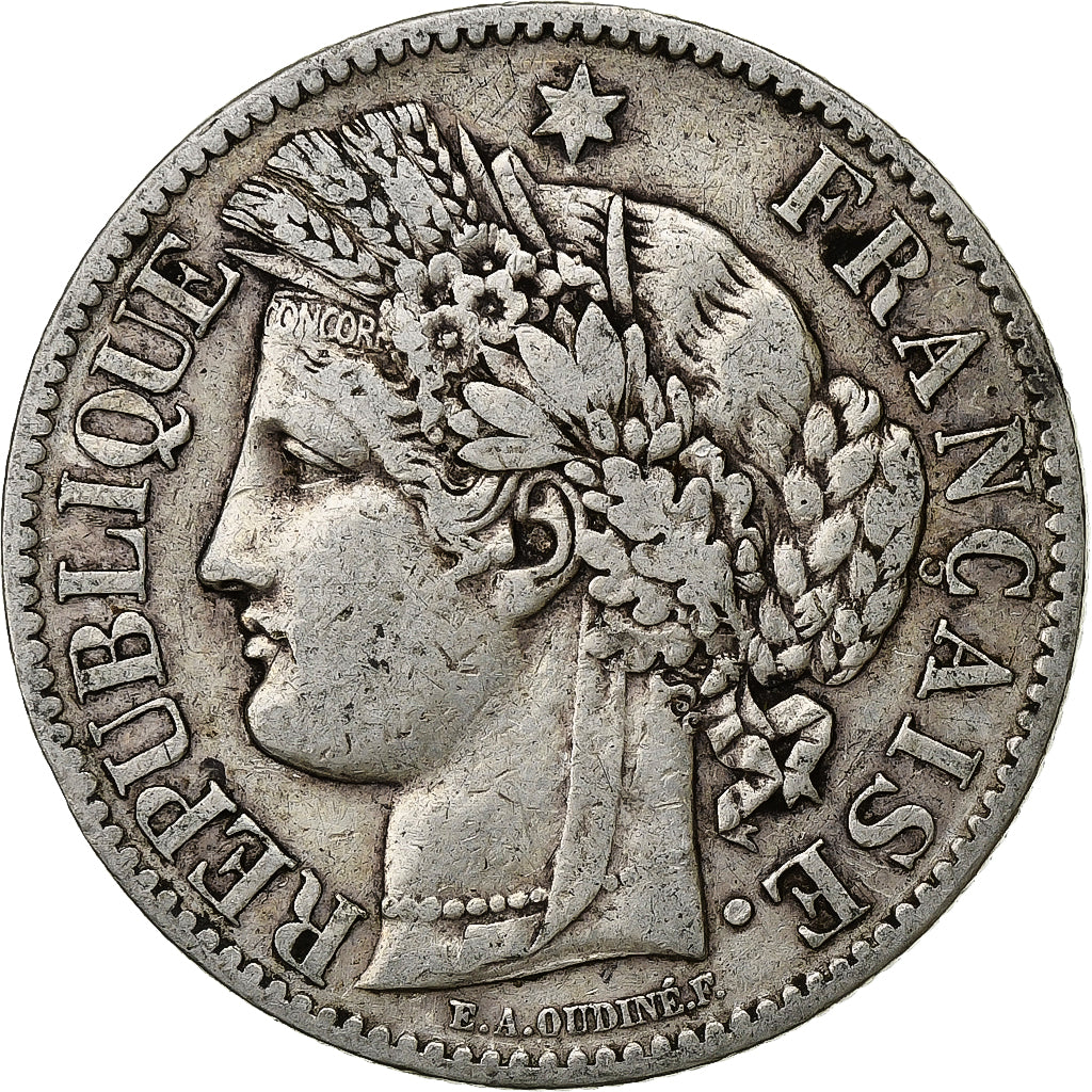 France, 2 Francs, Cérès, 1887, Paris, Silver, VF(30-35), Gadoury:530a