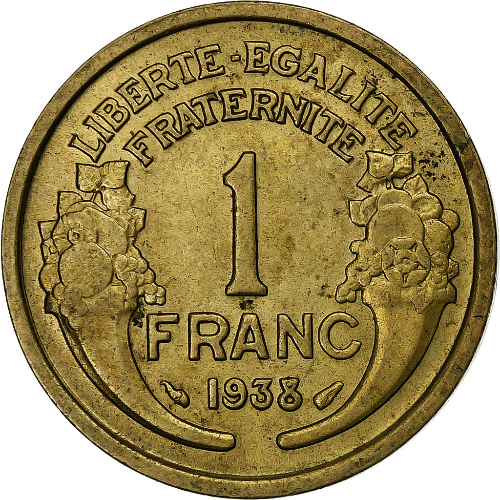 Francja, Franc, Morlon, 1938, Aluminium-Brąz, AU(50-53), Gadoury:470, KM:885