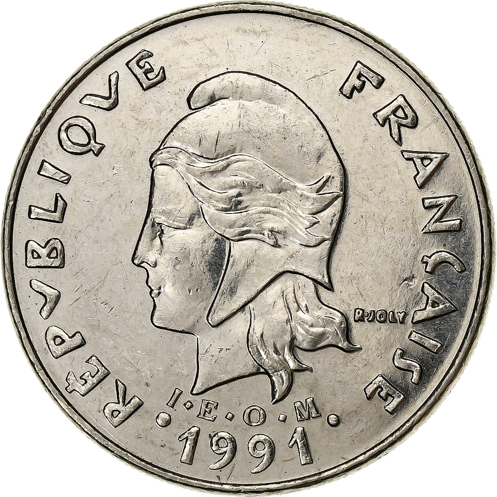 Polinezja Francuska, 20 Francs, 1991, Paris, Nikiel, EF(40-45), KM:9