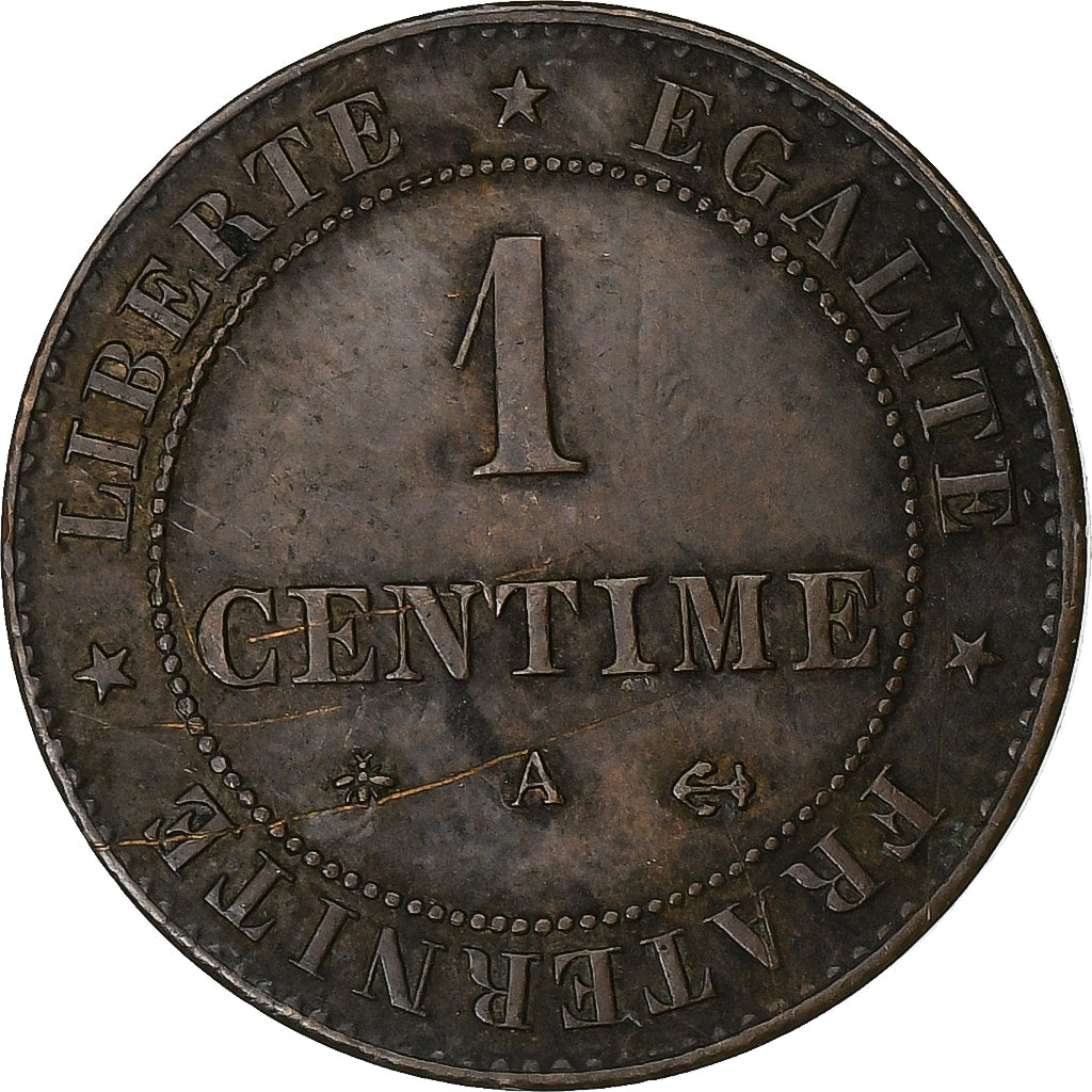 França, Centime, Cérès, 1879, Paris, Bronze, EF(40-45), Gadoury:88, KM:826.1