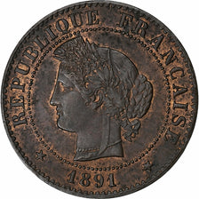France, Centime, Cérès, 1891, Paris, Bronze, AU(50-53), Gadoury:88, KM:826.1