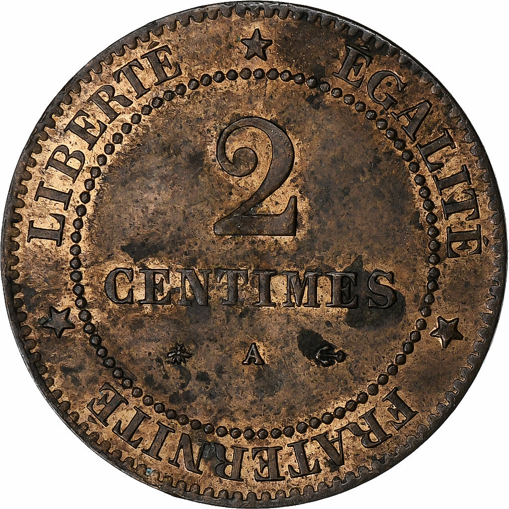 Coin, France, Cérès, 2 Centimes, 1878, Paris, AU(50-53), Bronze, KM:827.1