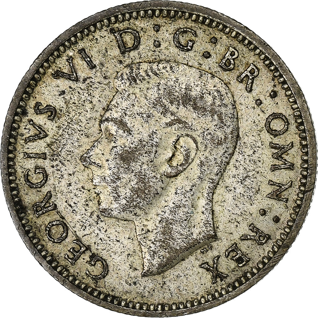 Grã-Bretanha, George VI, 6 Pence, 1942, Prata, EF(40-45), KM:852