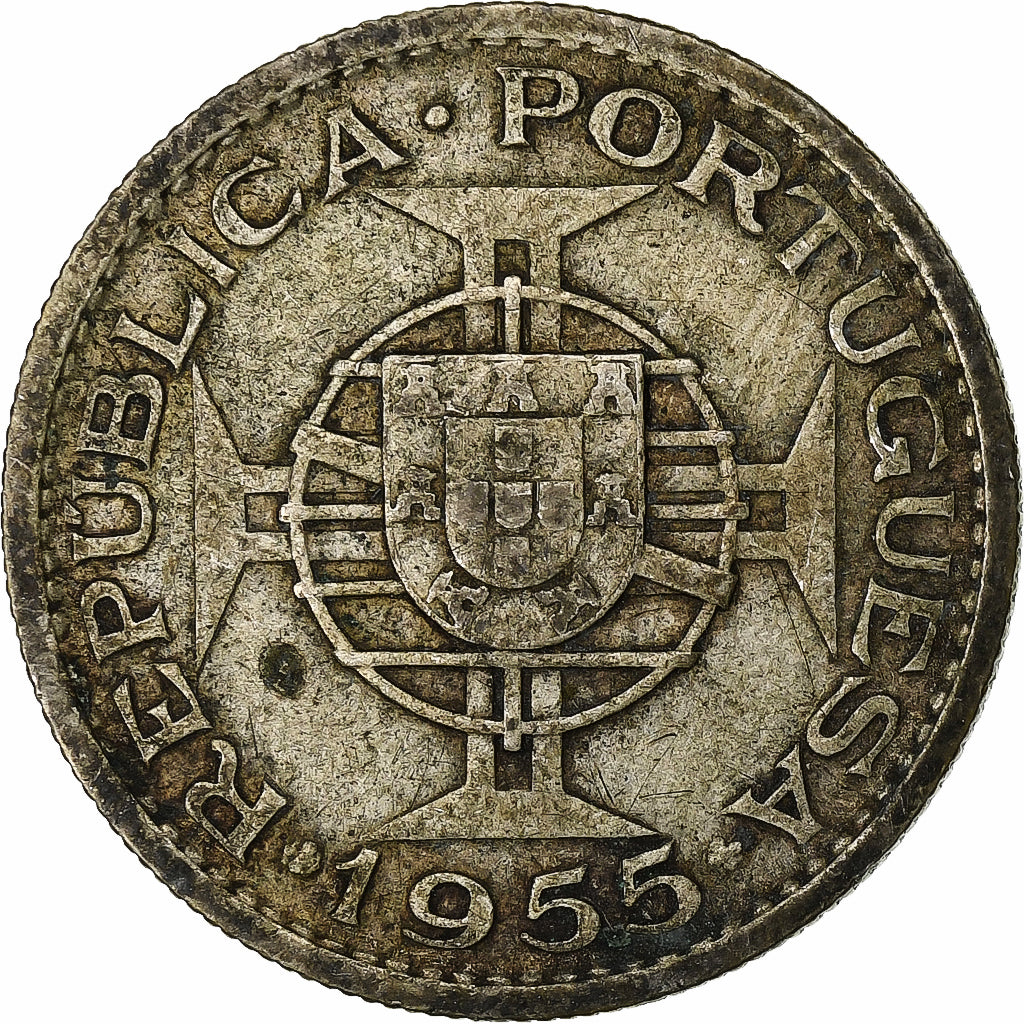 Mozambique, 10 Escudos, 1955, Zilver, ZF, KM:79