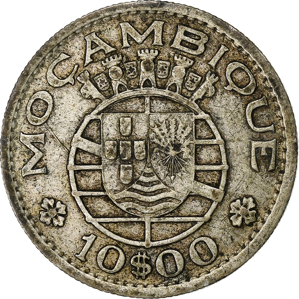 Mozambique, 10 Escudos, 1955, Zilver, ZF, KM:79