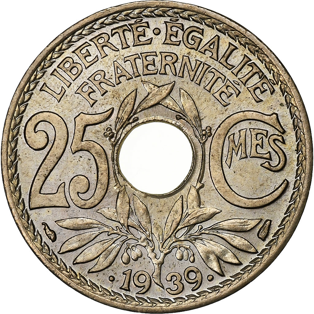 France, 25 Centimes, Lindauer, 1939, Nickel-Bronze, MS(65-70), KM:867b