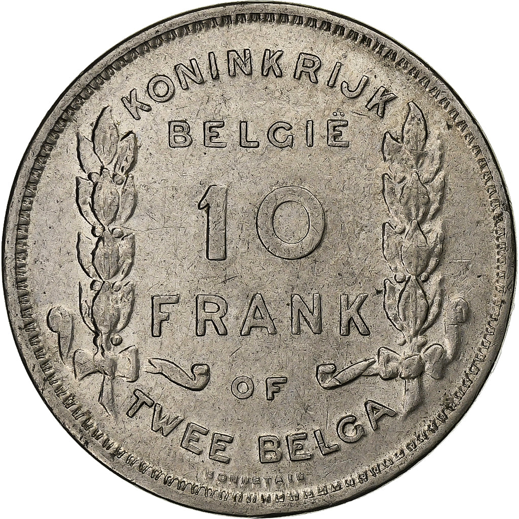 Belgium, 10 Francs-10 Frank, Deux / Twee Belgas, 1930, Nickel, EF(40-45)