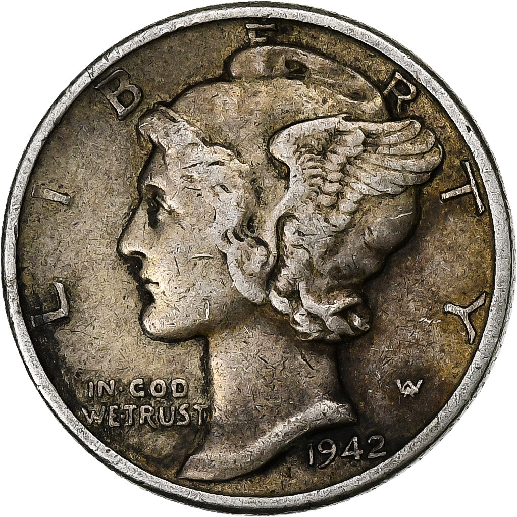 Estados Unidos da América, Mercury Dime, Dime, 1942, Philadelphia, EF(40-45)