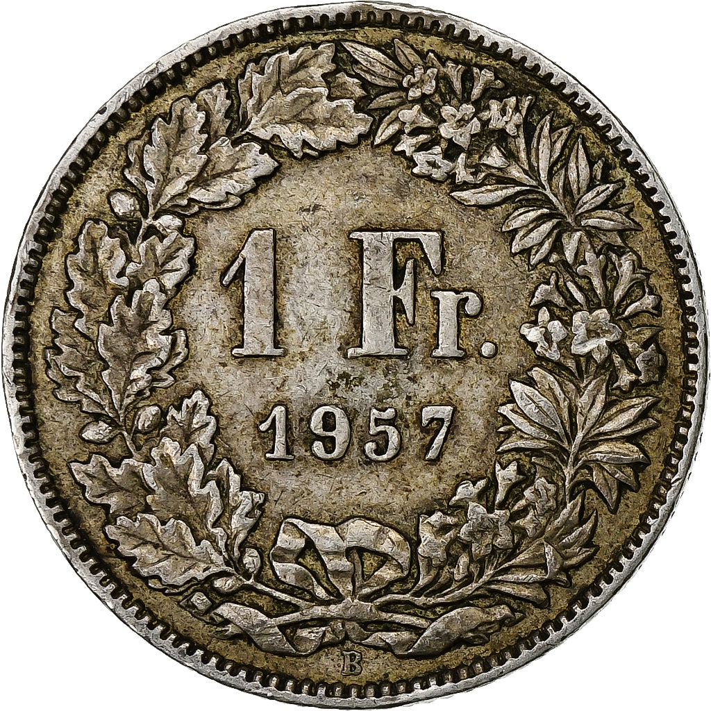 Zwitserland, Franc, 1957, Bern, Zilver, ZF, KM:24