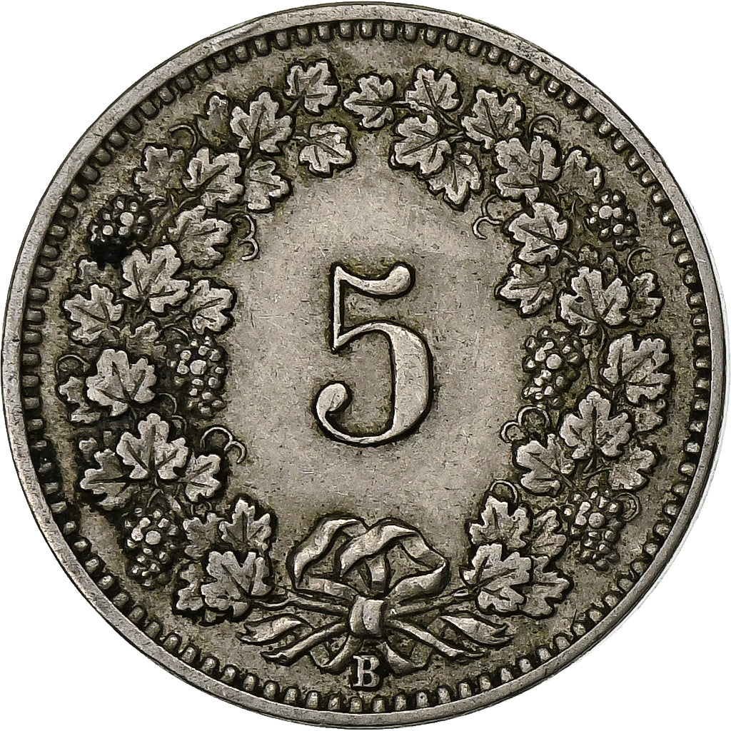 Suiza, 5 Rappen, 1895, Bern, Cobre - níquel, MBC, KM:26