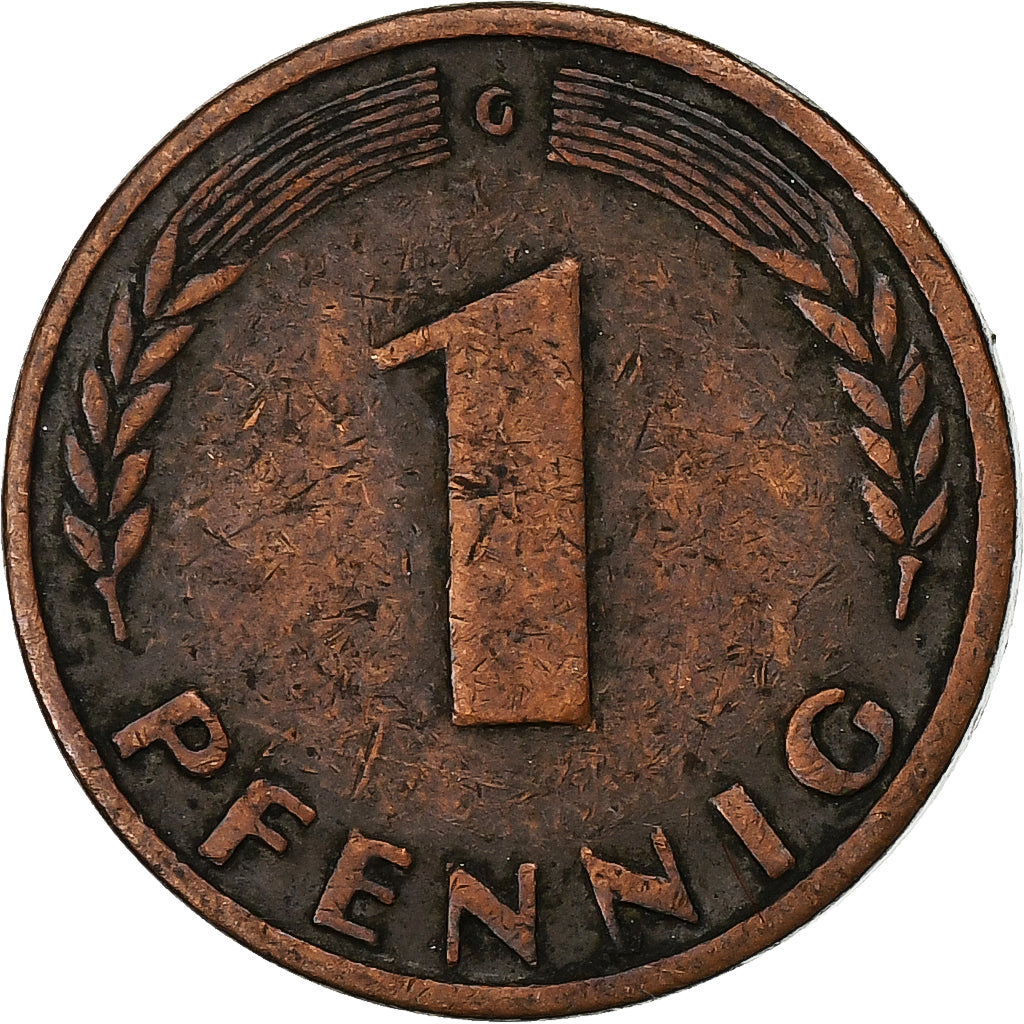 Munten, Federale Duitse Republiek, Pfennig, 1950, Karlsruhe, FR, Copper Plated