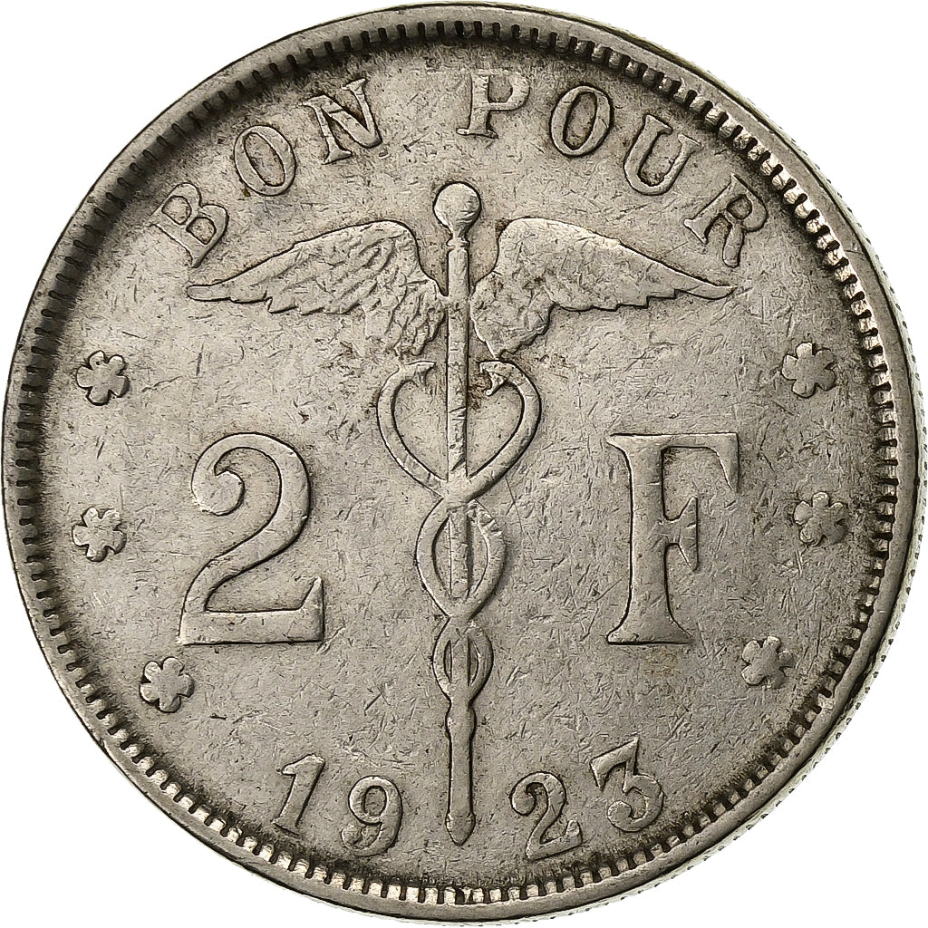 Moneta, Belgia, 2 Francs, 2 Frank, 1923, EF(40-45), Nikiel, KM:92