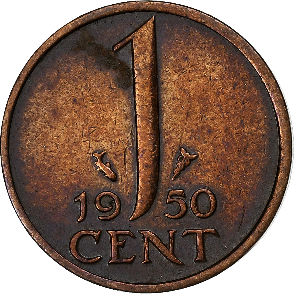 Paesi Bassi, Juliana, Cent, 1950, Bronzo, BB, KM:180