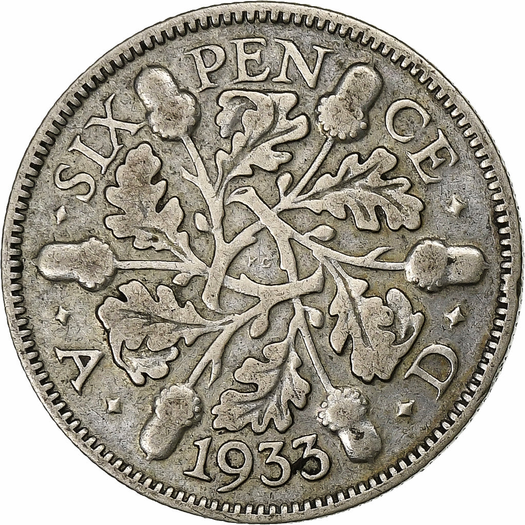 Münze, Großbritannien, George V, 6 Pence, 1933, SS, Silber, KM:832