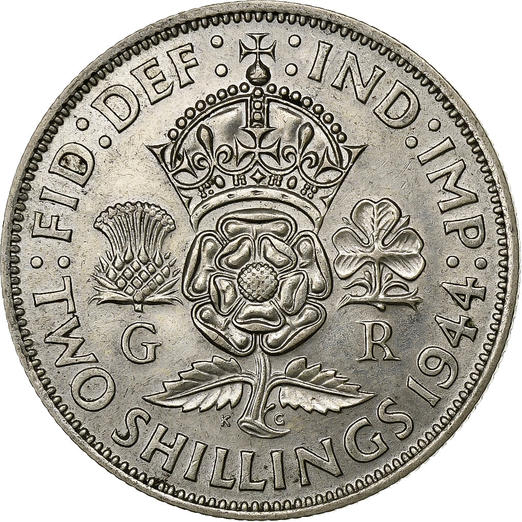 Coin, Great Britain, George VI, Florin, Two Shillings, 1944, EF(40-45), Silver