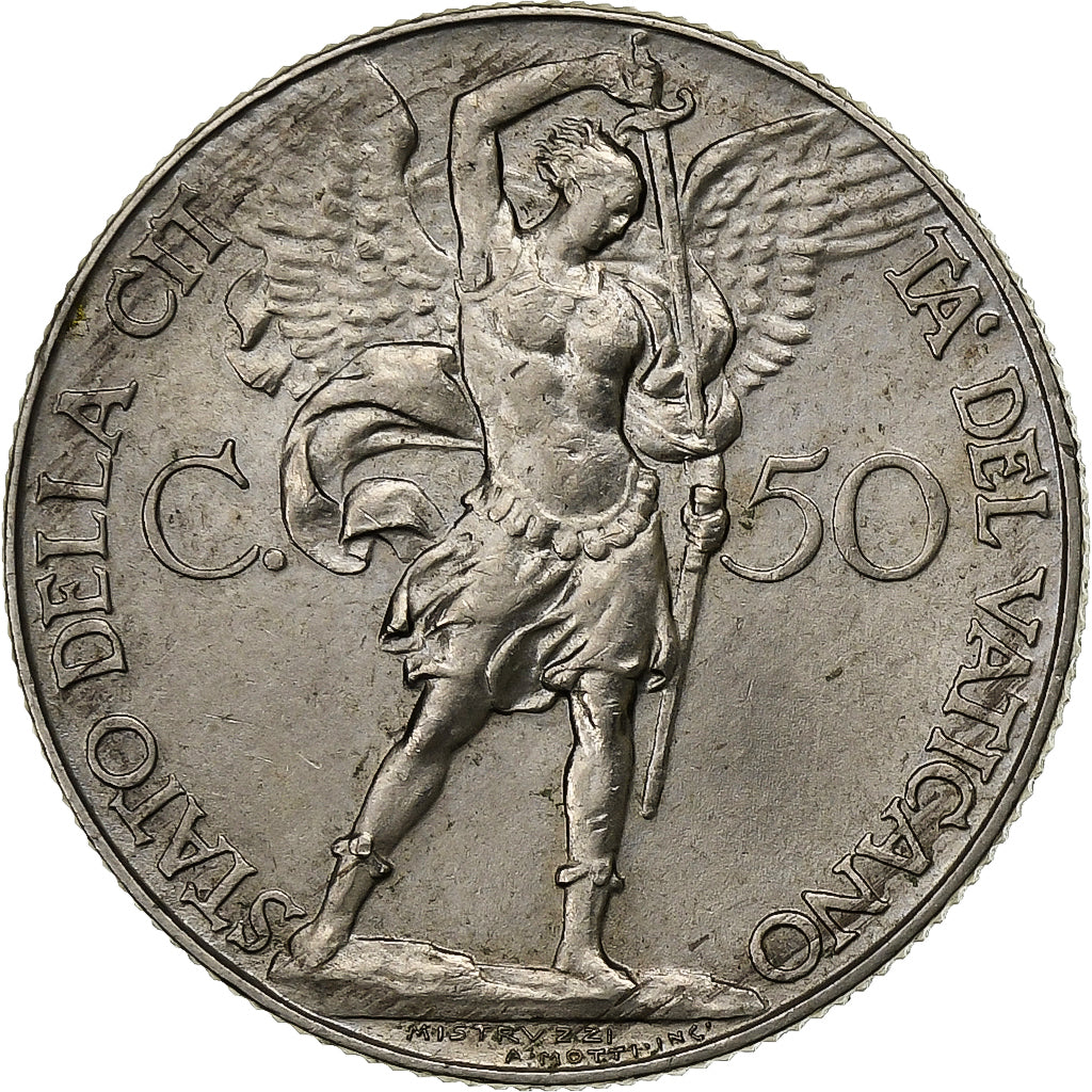 VATICAN CITY, Pius XI, 50 Centesimi, 1936, Rome, Nickel, AU(55-58), KM:7