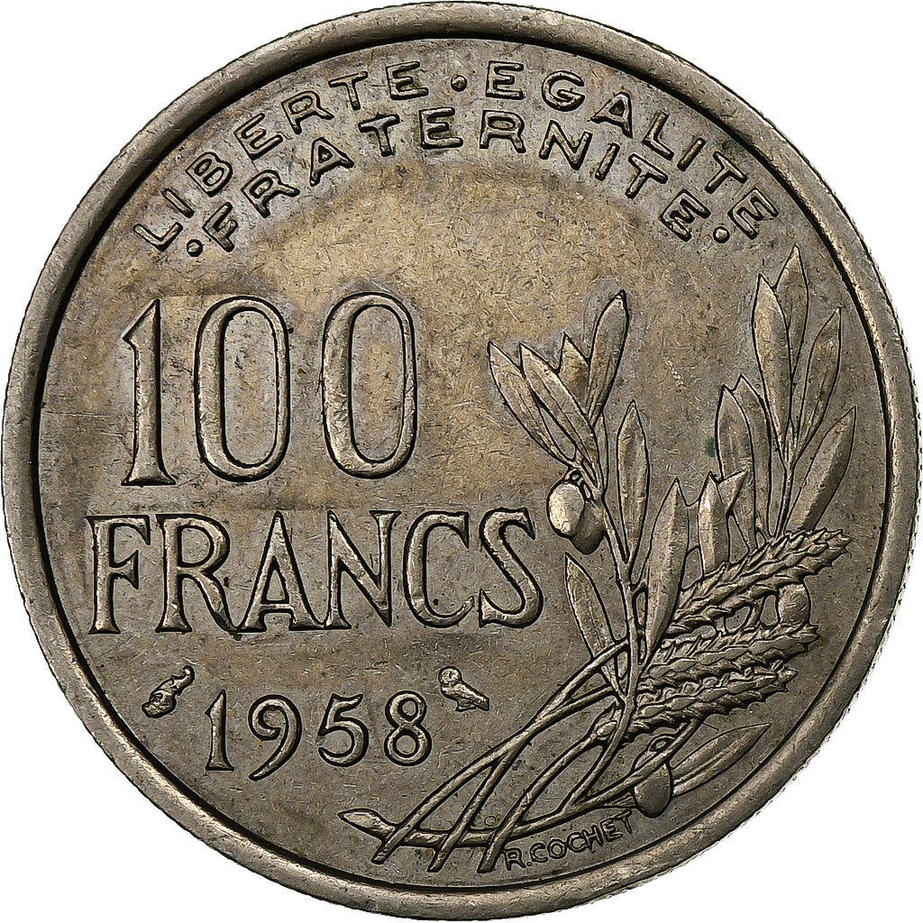Frankreich, 100 Francs, Cochet, 1958, Chouette, Kupfer-Nickel, SS, Gadoury:897
