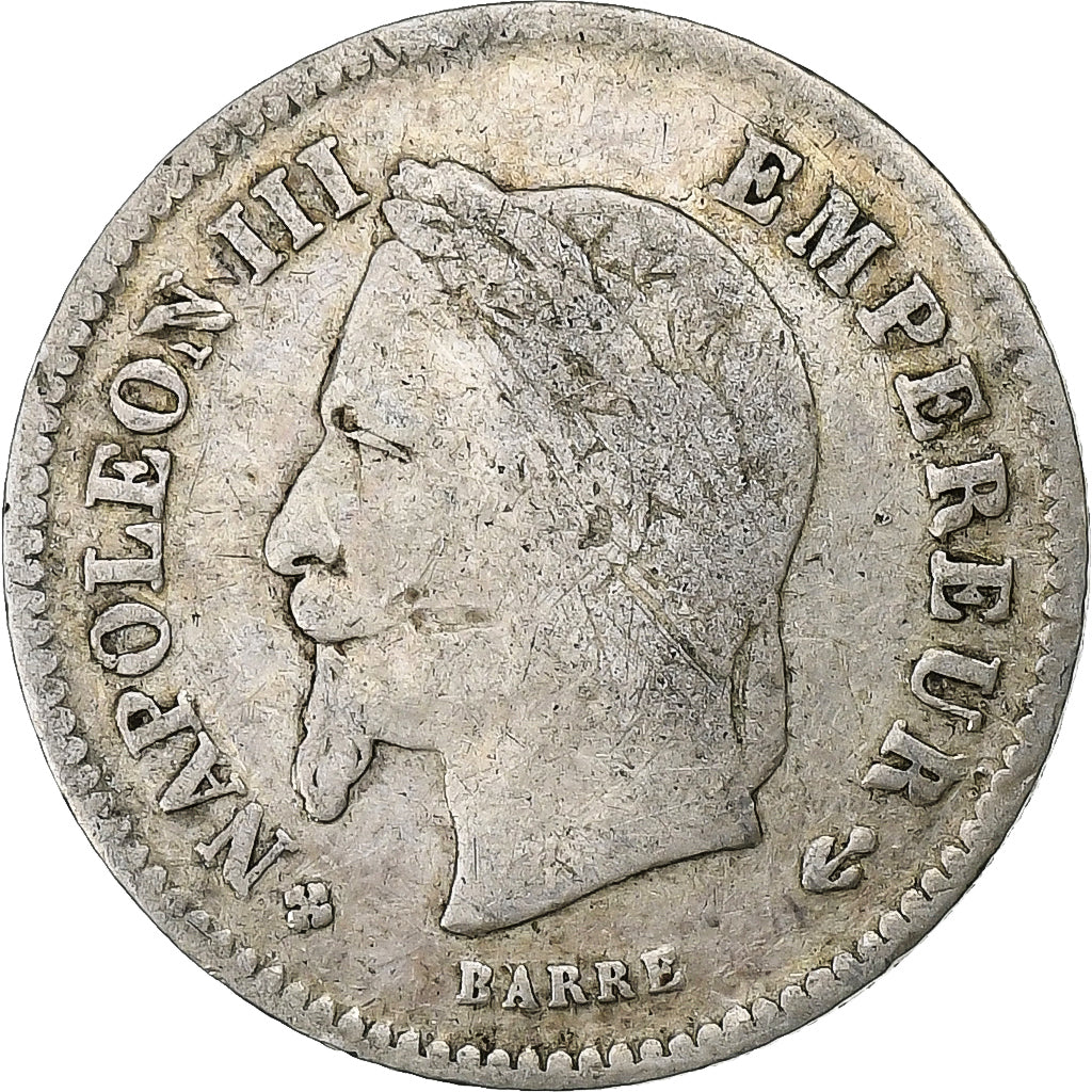 Frankreich, Napoleon III, 20 Centimes, Napoléon III, 1868, Strasbourg, Silber