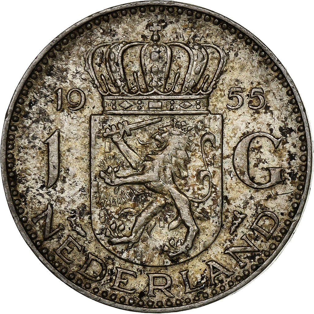 Netherlands, Juliana, Gulden, 1955, Silver, AU(55-58), KM:184