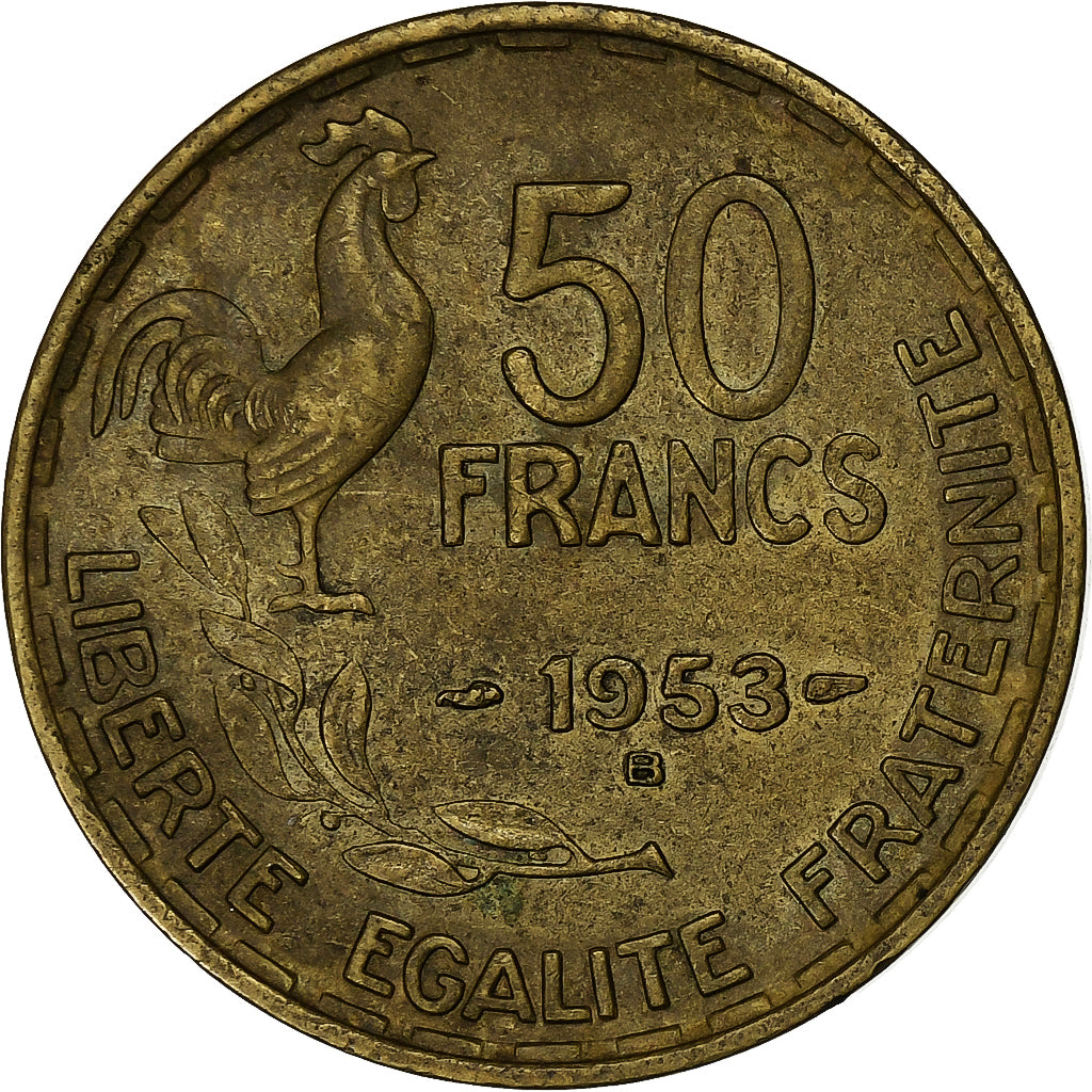 France, 50 Francs, Guiraud, 1953, Beaumont - Le Roger, Bronze-Aluminium, TTB